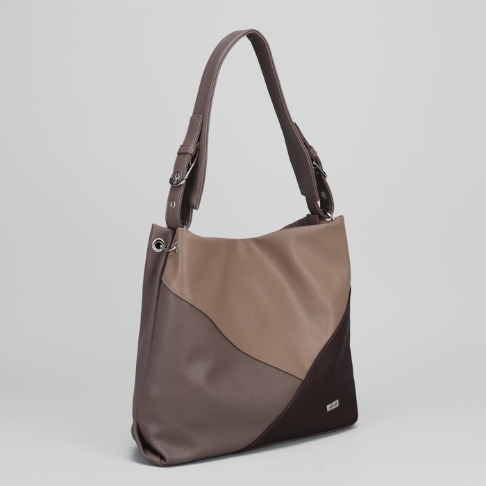 Сумка женская, отдел на молнии, наружный карман, цвет коричневый/бежевый