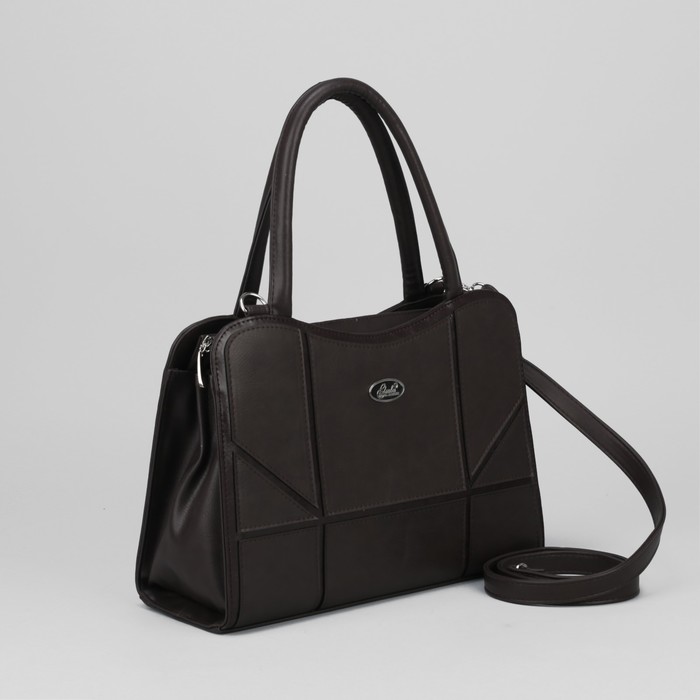 Сумка женская, отдел на молнии, наружный карман, длинный ремень, цвет коричневый