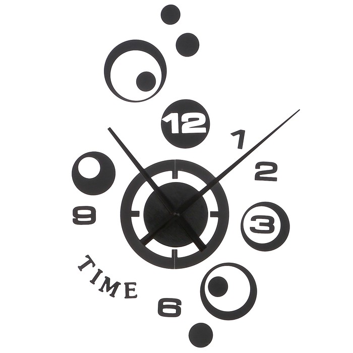 Часы настенные "Сферы времени", стрелки 13,5см, толщина акрила 1,3см, черные, 33*42см
