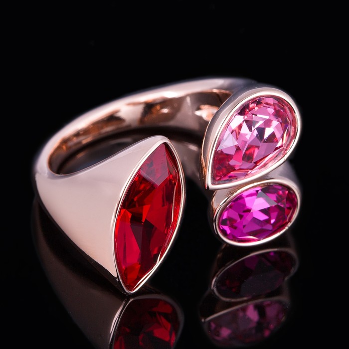 Кольцо "Шик", цветной в золоте