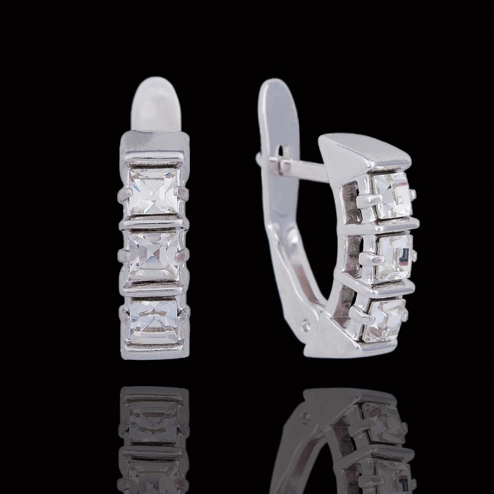 Серьги "Па-де-де", цвет белый в серебре