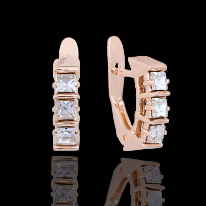 Серьги "Па-де-де", цвет белый в золоте