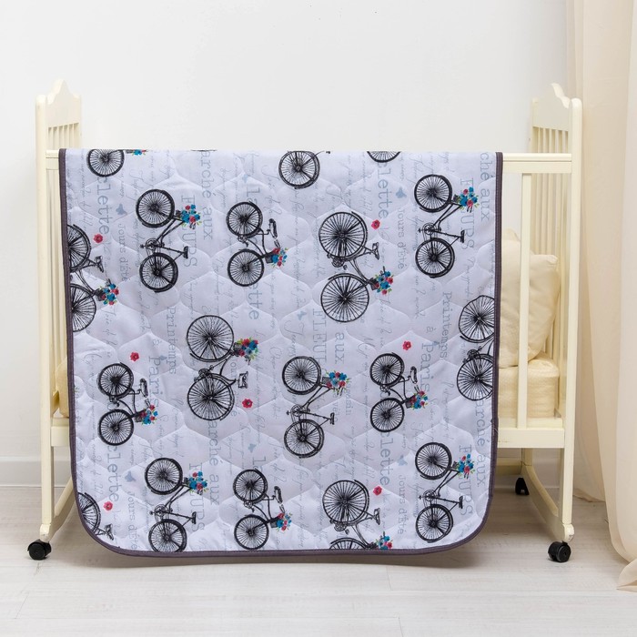 Покрывало Миледи детское 100 х 160 см Велосипеды, пэ100%, сумка ПВХ на молнии