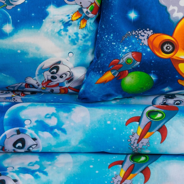 КПБ ДайПоспать Космики 147*217 см, 150*220 см, 70*70 см 2шт, хл.100%, 125 гр/м