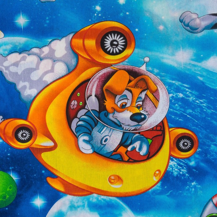 КПБ ДайПоспать Космики 147*217 см, 150*220 см, 70*70 см 2шт, хл.100%, 125 гр/м