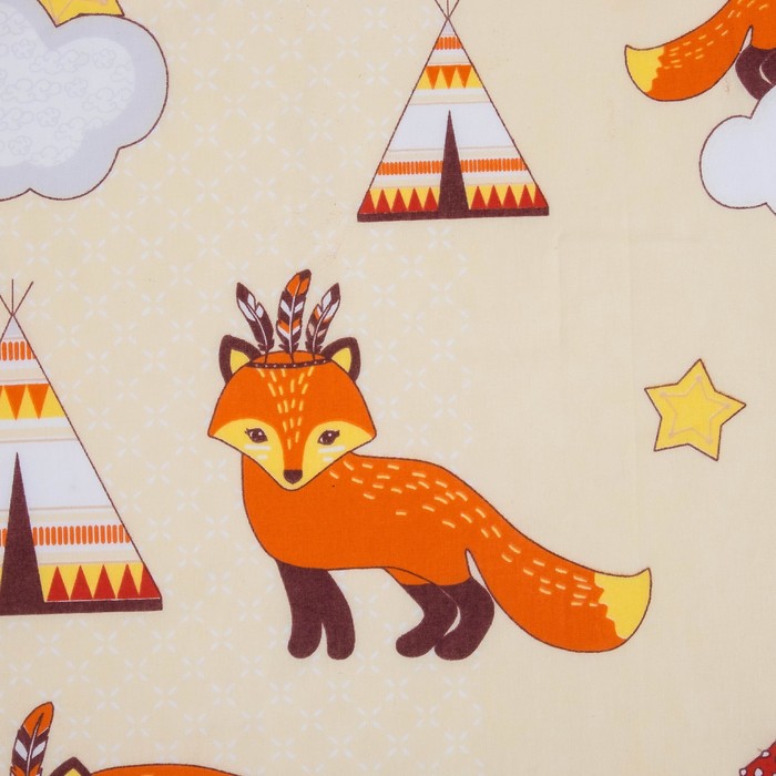 КПБ ДайПоспать Лисята вид бежевый 147*217 см, 150*220 см, 70*70 см 2шт, хл.100%, 125 гр/м