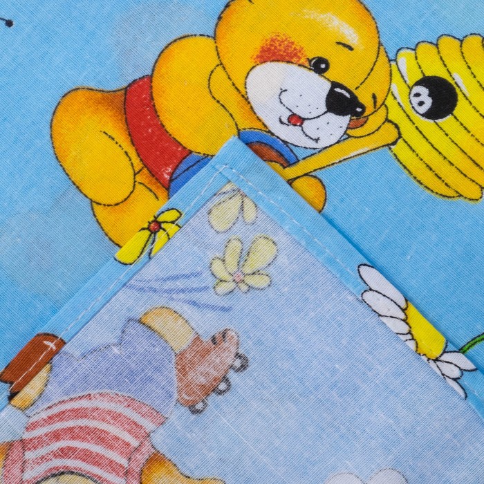 КПБ ДайПоспать Медовый мишка голубой 147*217 см, 150*220 см, 50*70 см 1шт, хл.100%, 120 гр/м 34409