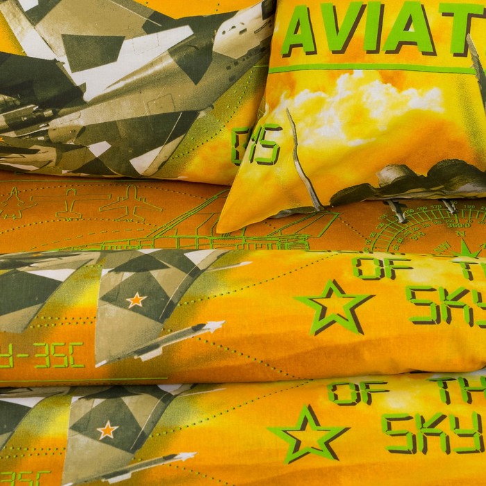 КПБ ДайПоспать Стражи неба вид желтый 147*217 см, 150*220 см, 70*70 см 2шт, хл.100%, 125 гр/ 34408