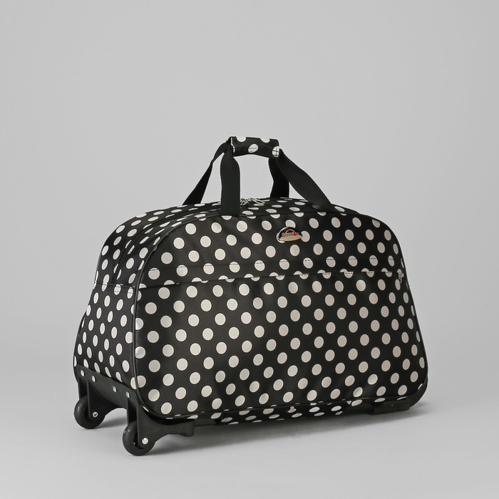 Сумка дорожная на колёсах «Горох», отдел на молнии, наружный карман, цвет чёрный