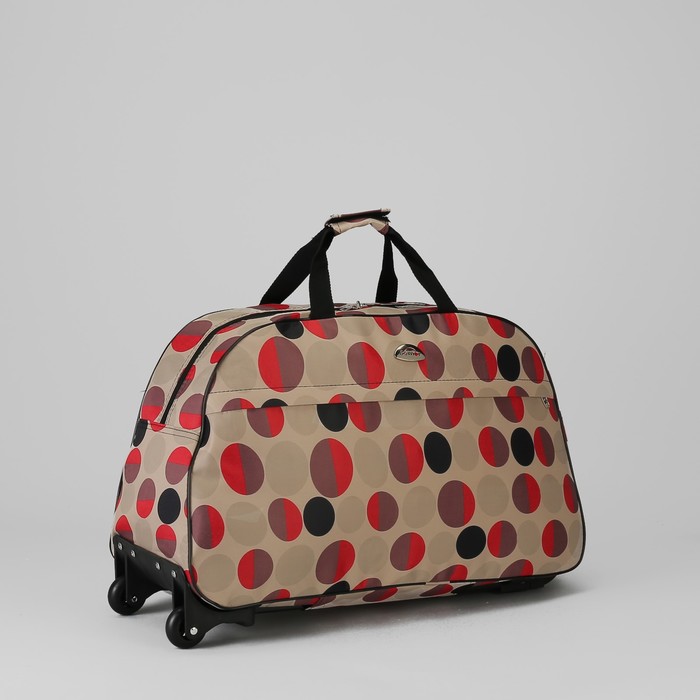 Сумка дорожная на колёсах «Кольцо», отдел на молнии, наружный карман, цвет бежевый