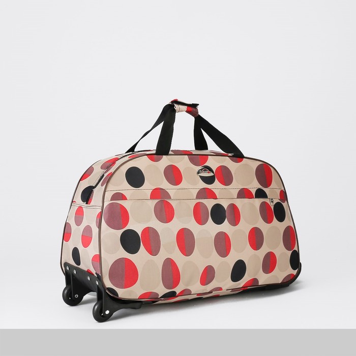 Сумка дорожная на колёсах «Кольцо», отдел на молнии, наружный карман, цвет бежевый