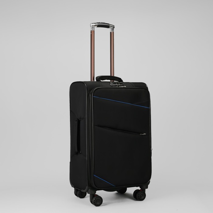 Чемодан средний 24", «Отпуск», 2 отдела на молниях, наружный карман, кодовый замок, 4 колеса, цвет чёрный