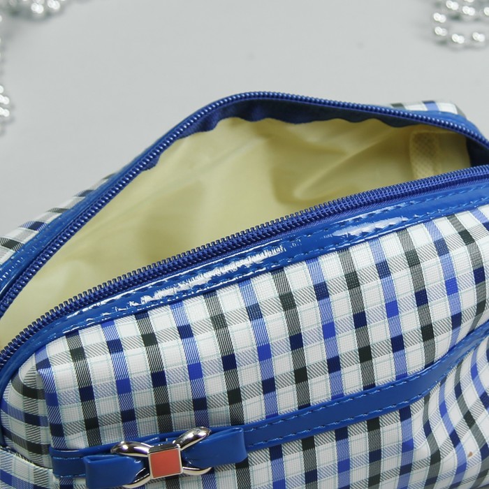 Косметичка дорожная «Клетка», отдел на молнии, с ручкой, цвет синий