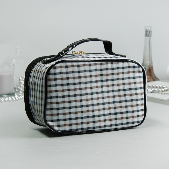 Косметичка-сундук «Клетка», отдел на молнии, цвет чёрный