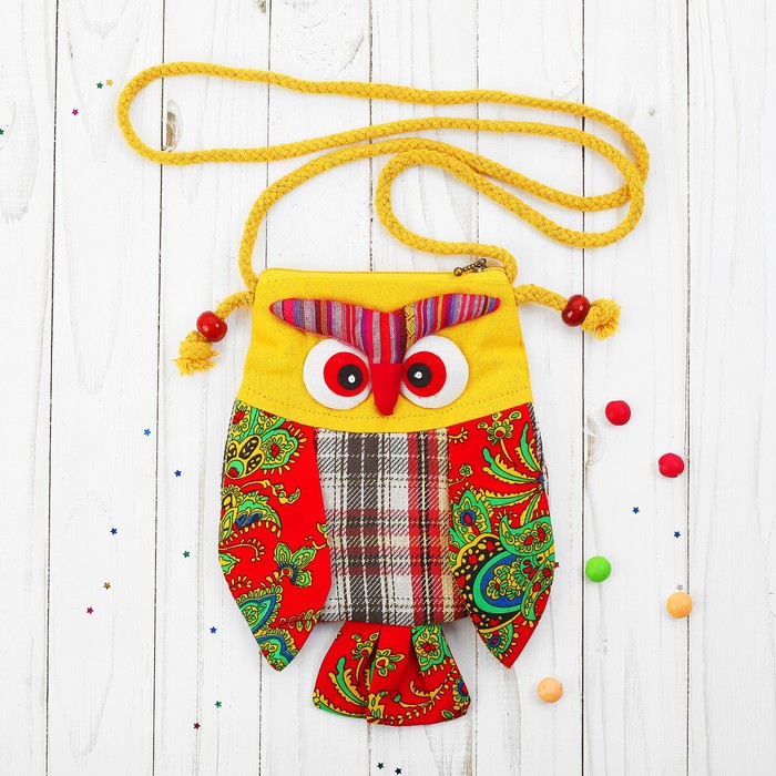 Мягкая сумочка "Совушка" лоскутная, цвета МИКС, 23 см