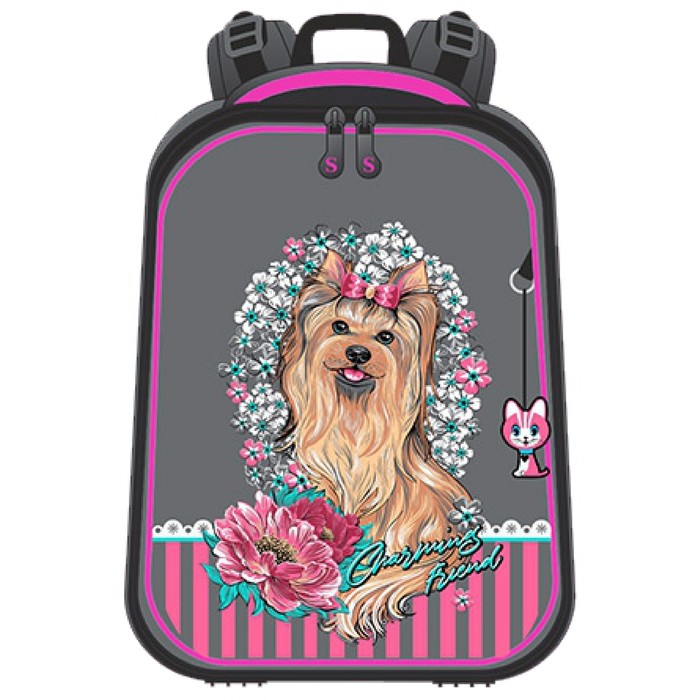 Рюкзак каркасный Stavia 36*28*16 эргономичная спинка, для девочки «Charming friend» серый