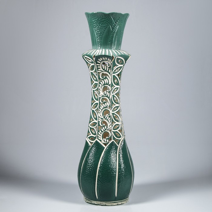 Ваза напольная "Лилиана" резка, зелёная