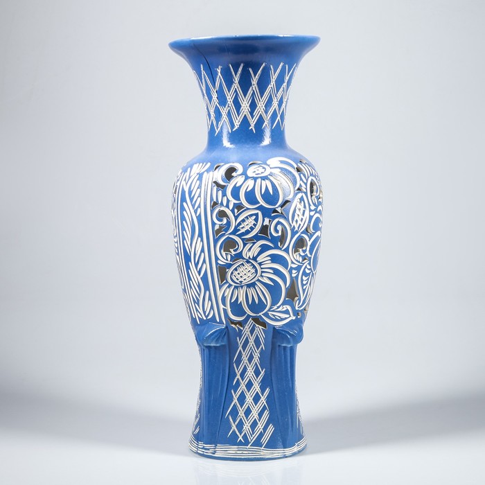 Ваза напольная "Элегия" резка, синяя