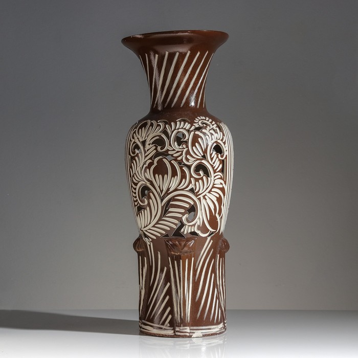 Ваза напольная "Элегия" резка, коричневая микс