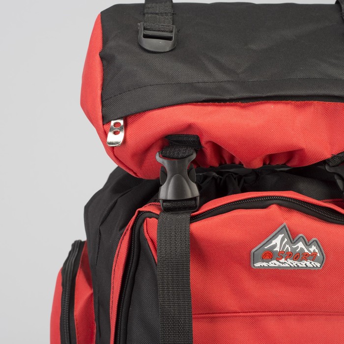 Рюкзак турист Экстрим, 33*16*57, отд на шнурке, 5 н/карманов, черный/красный