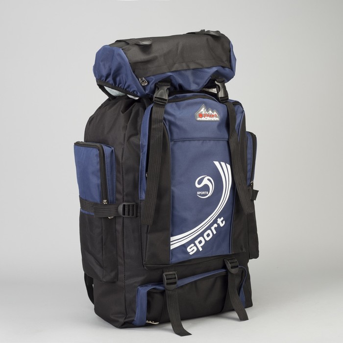 Рюкзак турист Экстрим, 33*16*57, отд на шнурке, 5 н/карманов, черный/темно-синий