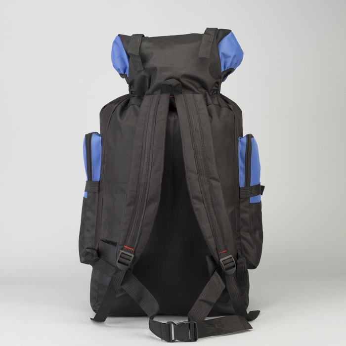 Рюкзак туристический "Экстрим", отдел на шнурке, 5 наружных карманов, цвет чёрный/синий