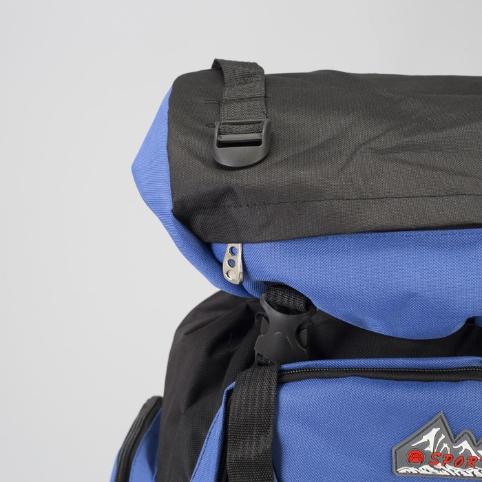 Рюкзак туристический "Экстрим", отдел на шнурке, 5 наружных карманов, цвет чёрный/синий