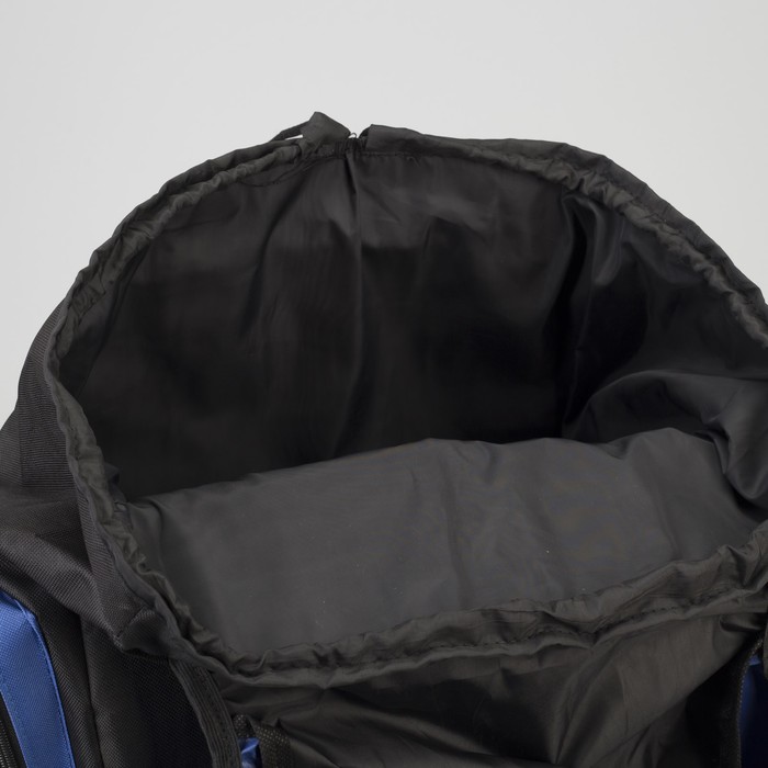 Рюкзак туристический "Экстрим", отдел на шнурке, 5 наружных карманов, цвет чёрный/синий