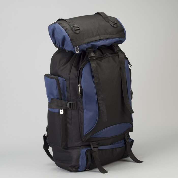 Рюкзак турист Спорт, 33*16*57, отд на шнурке, 5 н/карманов, черный/темно-синий