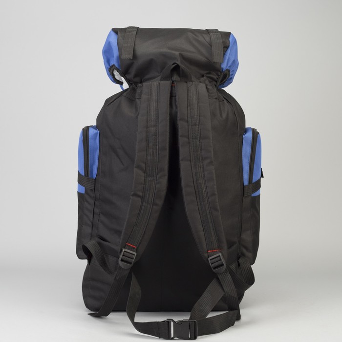 Рюкзак турист Спорт, 33*16*57, отд на шнурке, 5 н/карманов, черный/синий