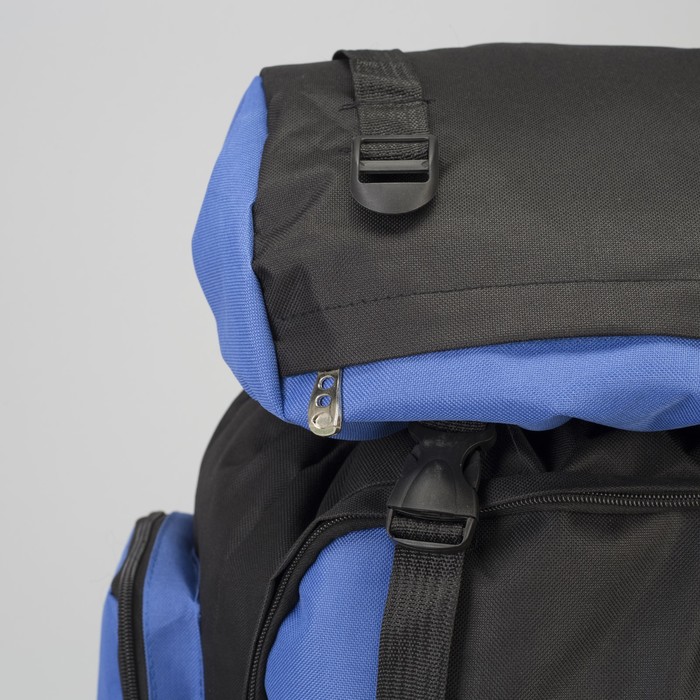 Рюкзак турист Спорт, 33*16*57, отд на шнурке, 5 н/карманов, черный/синий