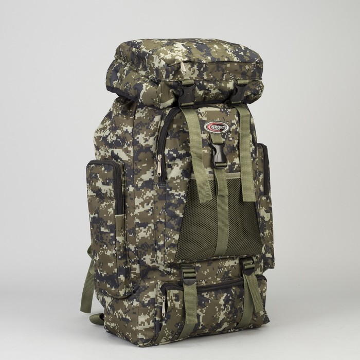 Рюкзак турист Пиксель, 30*14*57/60, отд на шнурке, 6 н/карманов, темный-хаки