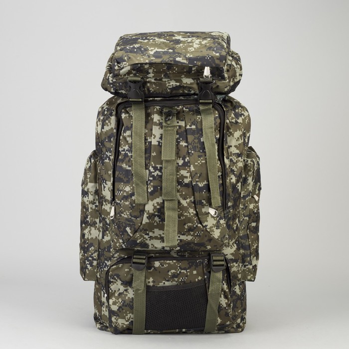 Рюкзак турист Милитари, 30*14*57/60, отд на шнурке, 6 н/карманов, хаки