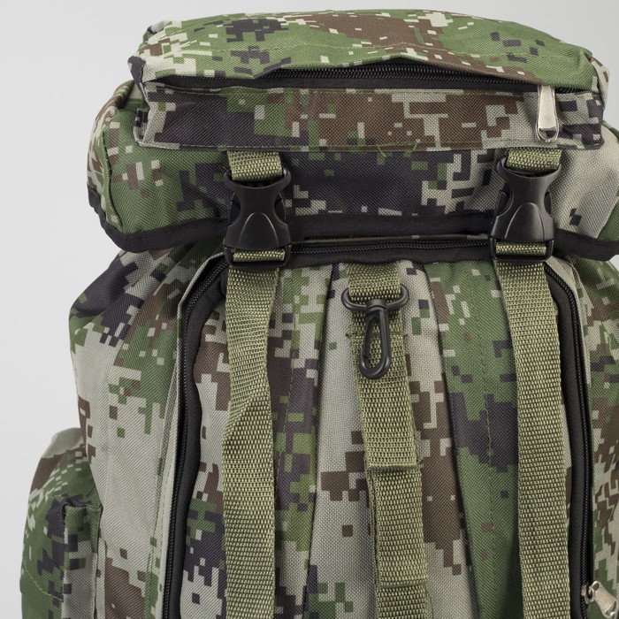 Рюкзак турист Милитари, 30*14*57/60, отд на шнурке, 6 н/карманов, св-хаки