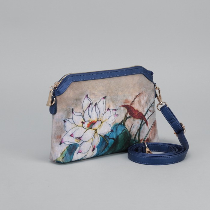 Сумка женская, отдел с перегородкой на молнии, регулируемый ремень, цвет синий