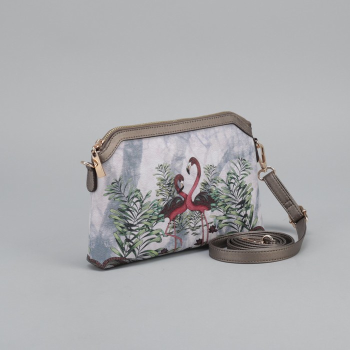 Сумка женская, отдел с перегородкой на молнии, регулируемый ремень, цвет бронзовый