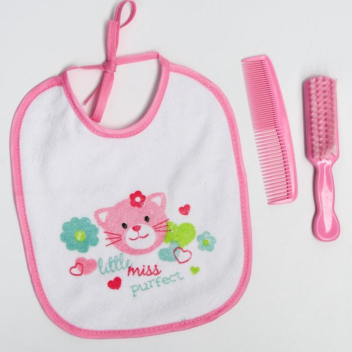 Набор детский «Первый подарок малышу», 10 предметов: бутылочки для кормления 150 и 250 мл, поильник, посуда, нагрудник, расчёска, щётка, цвет розовый