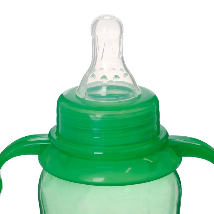 Бутылочка для кормления с ручками, цветная, 300 мл, от 0 мес., цвет зелёный