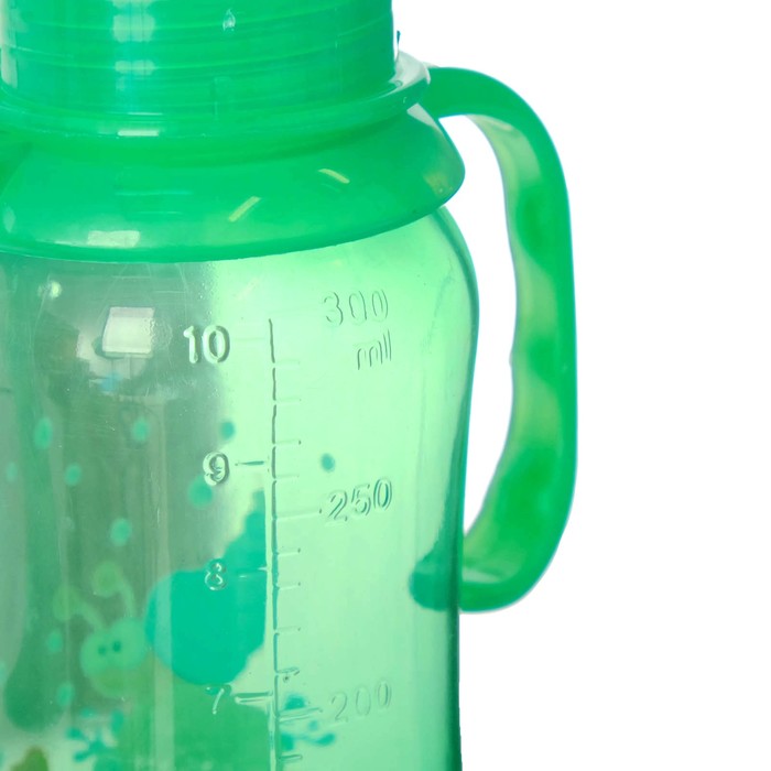 Бутылочка для кормления с ручками, цветная, 300 мл, от 0 мес., цвет зелёный