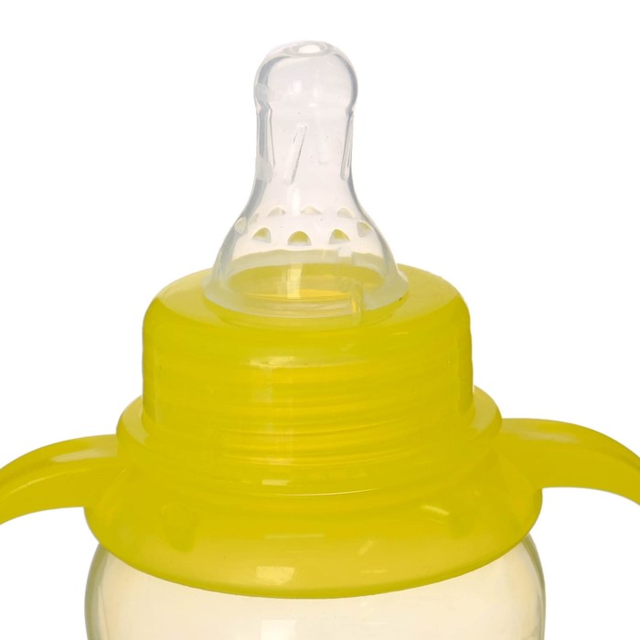Бутылочка для кормления с ручками, цветная, 300 мл, от 0 мес., цвет жёлтый