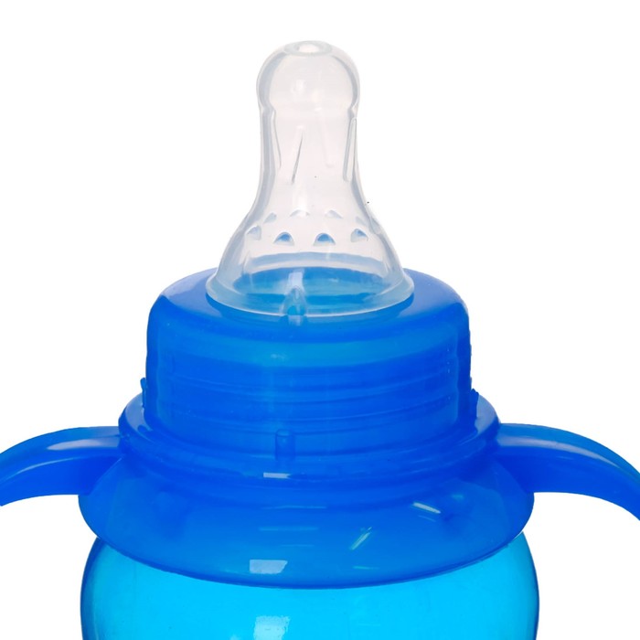 Бутылочка для кормления с ручками, цветная, 300 мл, от 0 мес., цвет синий
