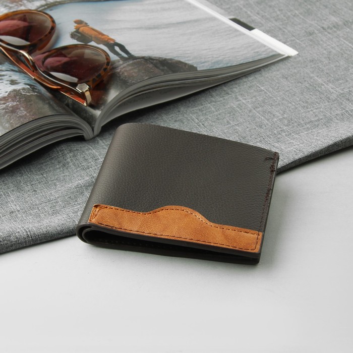 Портмоне мужское, 2 отдела, для карт, для монет, для sim-карты, цвет коричневый