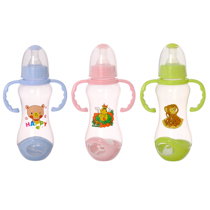 Набор бутылочек для кормления с ручками, 240 мл, от 0 мес., 3 шт., цвета МИКС