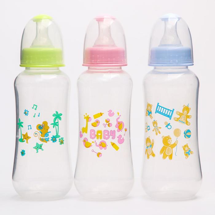 Набор бутылочек для кормления, 280 мл, от 0 мес., 3 шт., цвета МИКС