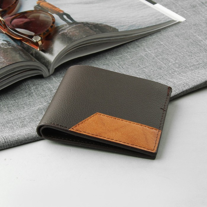 Портмоне мужское, 2 отдела, для карт, для монет, для sim-карты, цвет коричневый