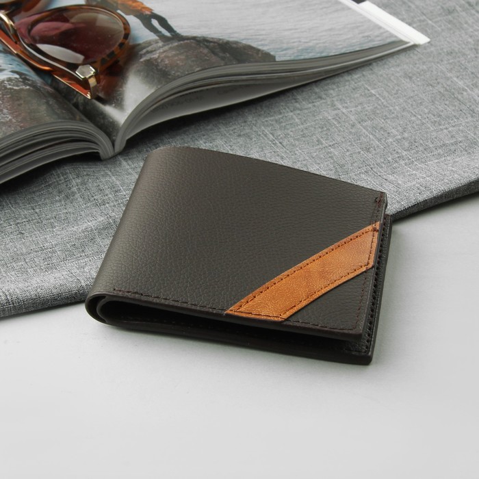 Портмоне мужское, 2 отдела, для карт, для монет, для sim-карты, цвет коричневый