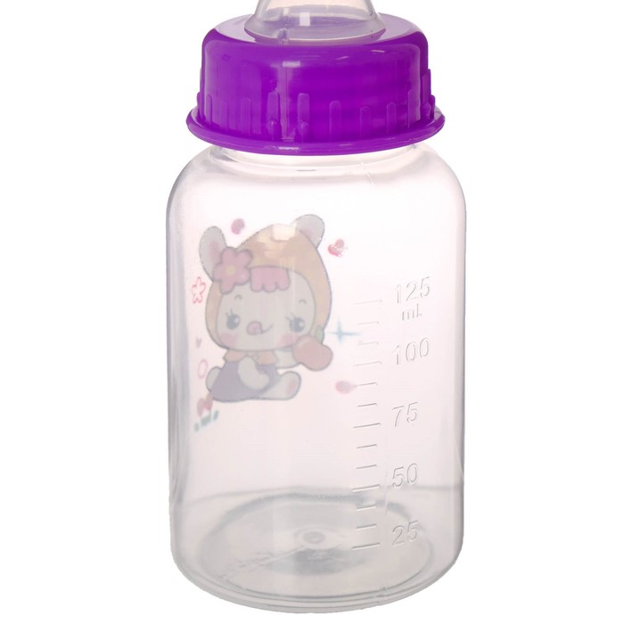 Бутылочка для кормления, 125 мл, от 0 мес., цвета МИКС