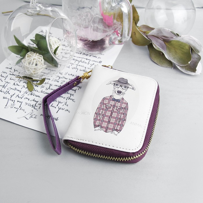 Кошелёк женский, 2 отдела, для монет, для карт, с ручкой, цвет молочный