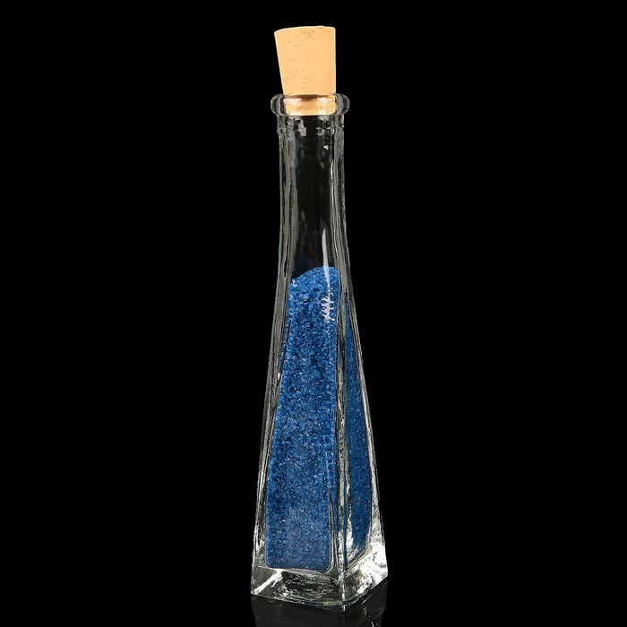 Ваза-пирамидка декоративная "Стрелки" 4 угольная, с синим наполнителем