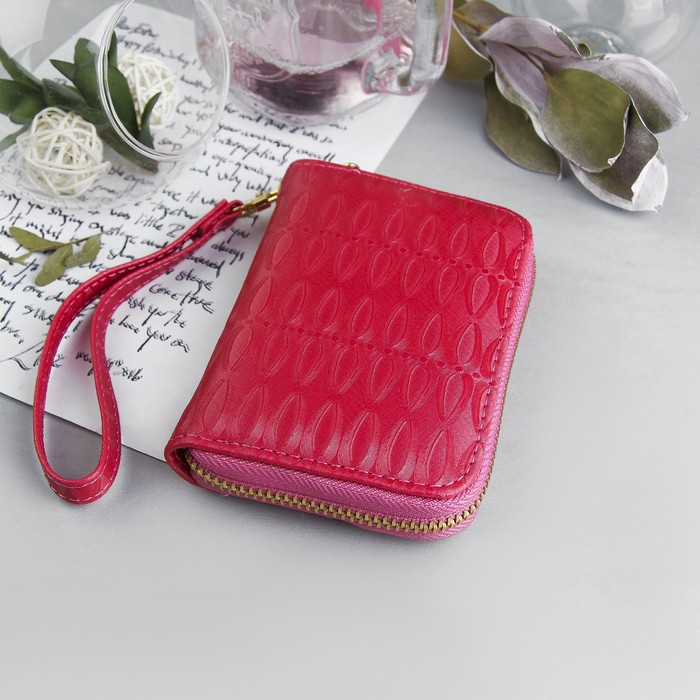 Кошелёк женский, 2 отдела, для монет, для карт, цвет красный